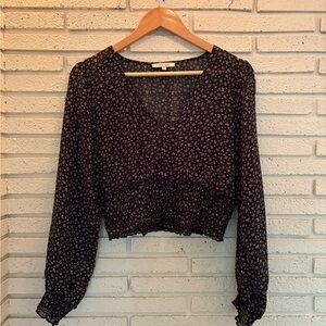 Love Tree Black Floral Blouse